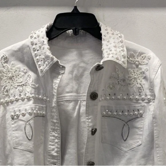 "Boot Barn Double D Ranch Hitched Bridal Jacket rhinestone pearls embroidery M - Picture 11 of 14